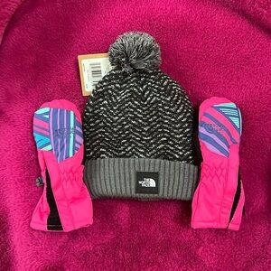 Kids North Face hat and mittens